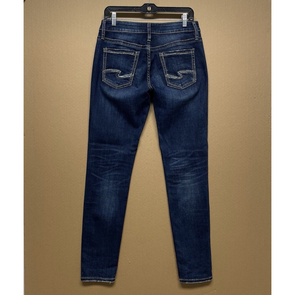 Silver Jeans Boyfriend Women's Size 28 Embroidered Stretch Blue Denim Jeans - Picture 2 of 9